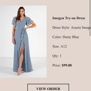 Azazie size 12-Dusty Blue Maxi Dress with Ruffle Detail